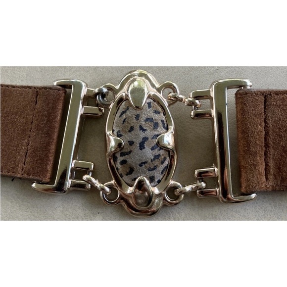 Genuine Leather Belt With Gold Buckle And Gold/ Leopard Decor Ornaments Size S - Picture 4 of 8